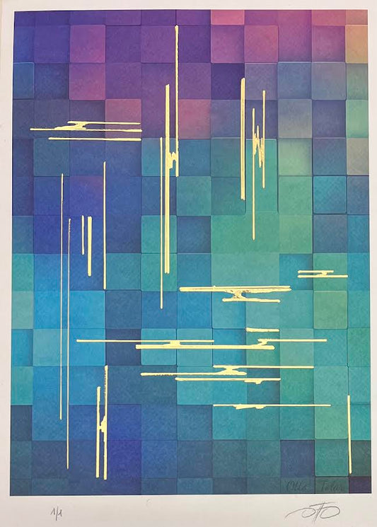 Otto Tolar - Krychle - Original 1/1 - Golden Lines